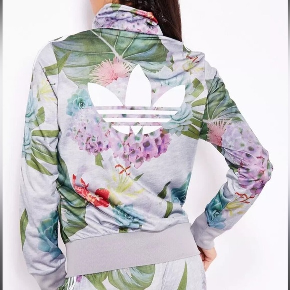 Adidas Originals Grey Floral Jacket size M - Picture 1 of 6